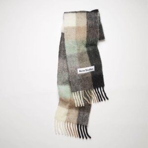 Acne MOHAIR CHECKED SCARF - Green/grey/black